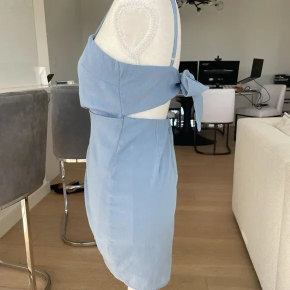 White Fox Blue Tie-Back Mini Dress with Adjustable Straps XS - Picture 2 of 7